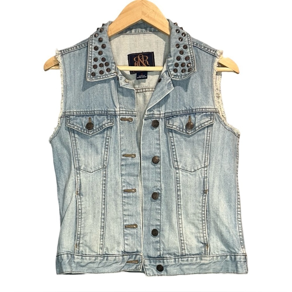Rock & Republic Gunshow Studded Denim Vest 100% cotton